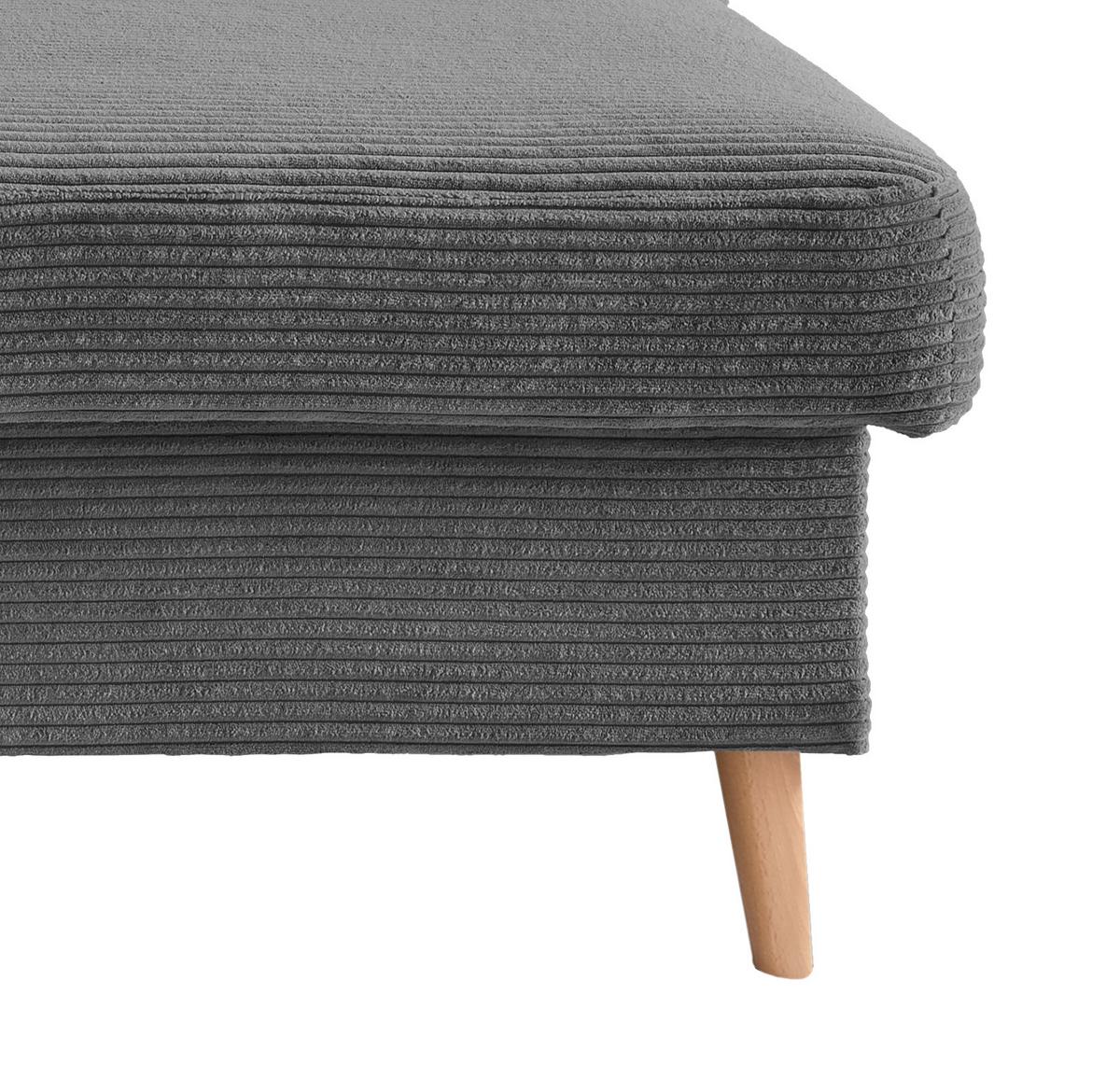 Ecksofa VALENTINA Cord ca. 228x150 cm Grau - Naturfarben/Grau, Design, Holz/Textil (228/150cm) - P & B