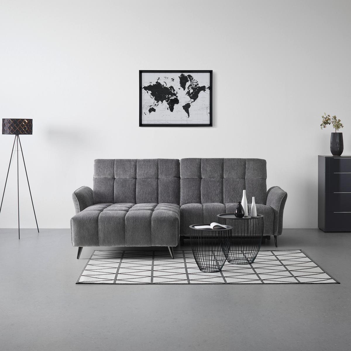 Ecksofa Pisa Anthrazit ca. 173x248cm - Anthrazit/Schwarzchrom, MODERN, Holz/Textil (173/248cm) - Mömax