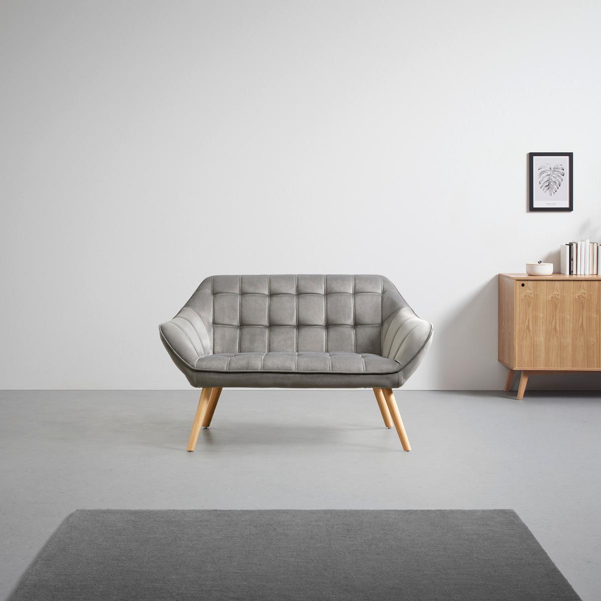 Dvosed Monique, Temno Siva, Žamet - temno siva, Moderno, tekstil/les (127/76/74,5cm) - Bessagi Home
