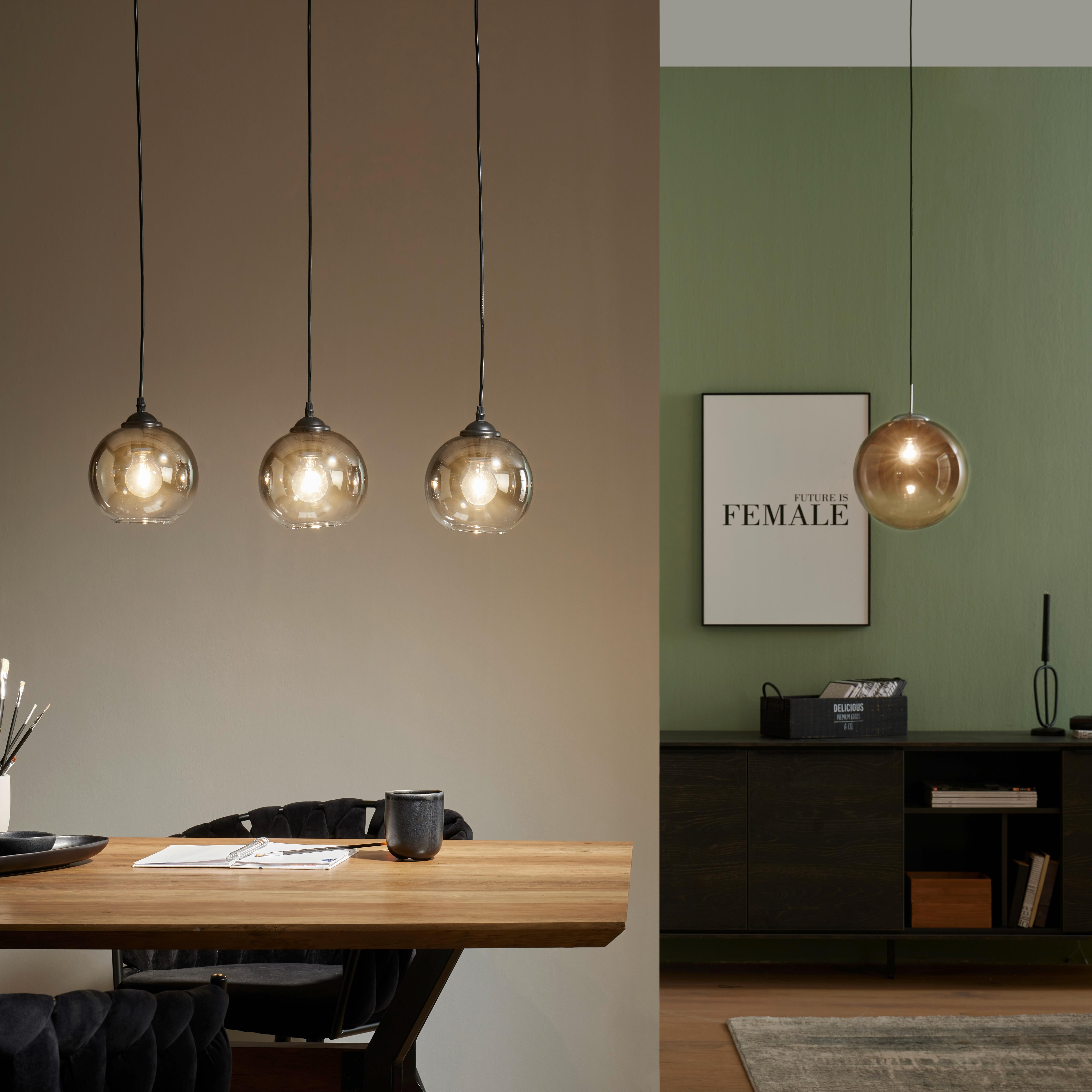 Hängeleuchte Giova max. 40 Watt - Chromfarben/Schwarz, MODERN, Glas/Metall (78/18/120cm) - Premium Living