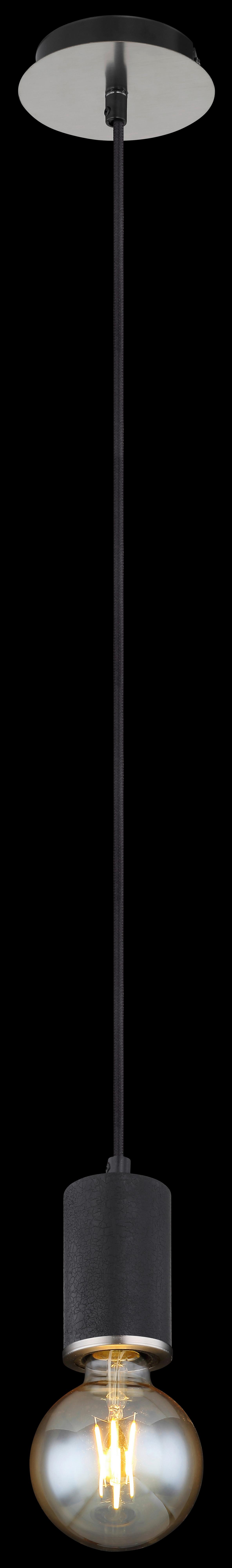 Viseča Svetilka Poldi - črna, Basics, kovina/les (12/160cm) - Globo