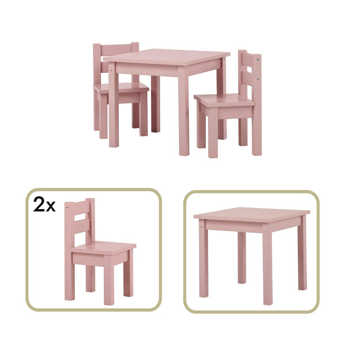 Kindersitzgruppe MADS Rosa Kiefer teilmassiv - Rosa, MODERN, Holz - MID.YOU