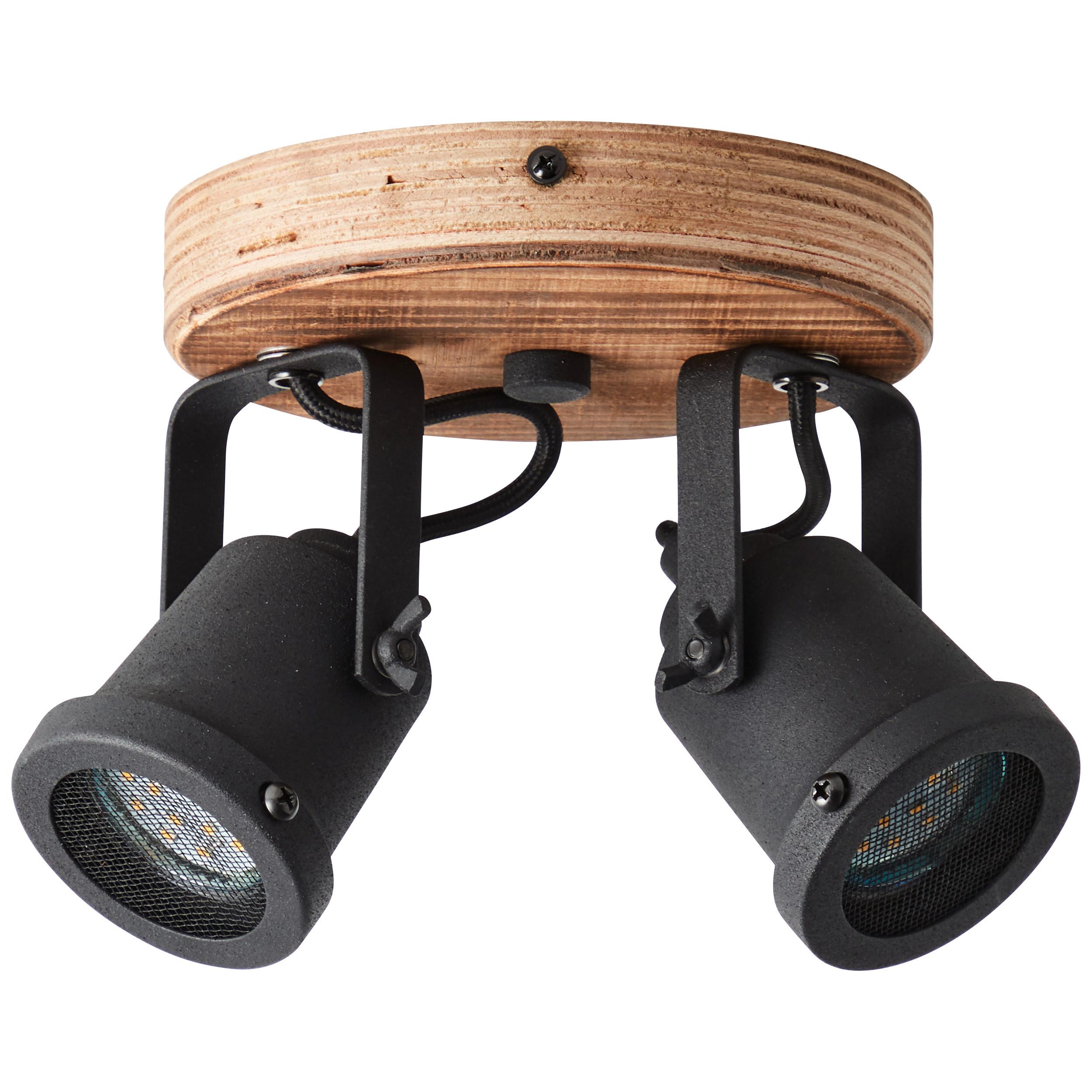 Deckenleuchte Inge Braun/Schwarz max. 6 Watt - Schwarz/Braun, Natur, Holz/Metall (13/21/16cm) - Brilliant