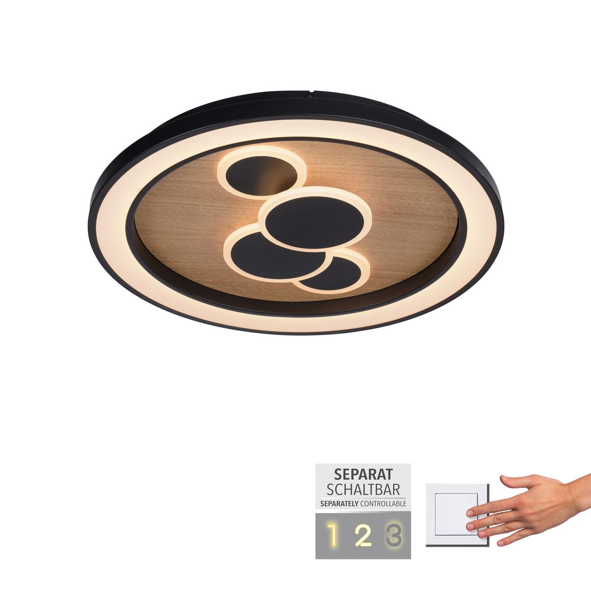 LAMPA SUFITOWA LED 6284-79 ELIZA - Natur, drewno (60/60/8cm) - Paul Neuhaus