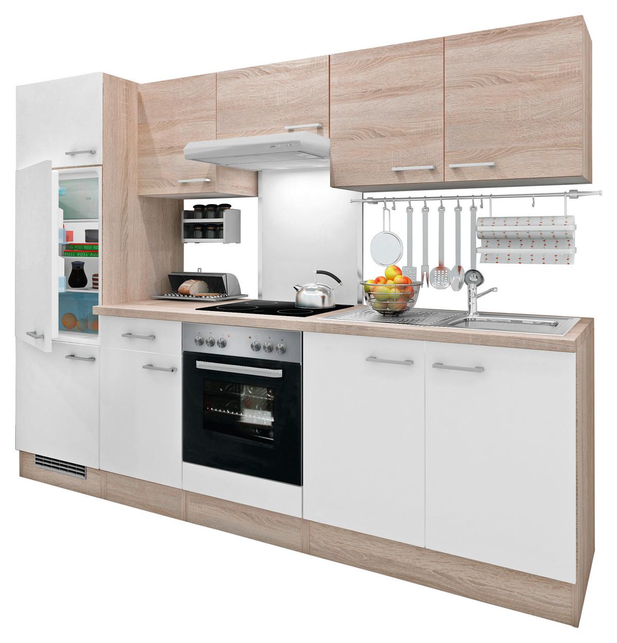 Moderen Kuhinjski Blok Z Aparati Samoa, Bela, Hrast - bela/barve aluminija, Konvencionalno, umetna masa/leseni material (270/200/60cm) - FlexWell