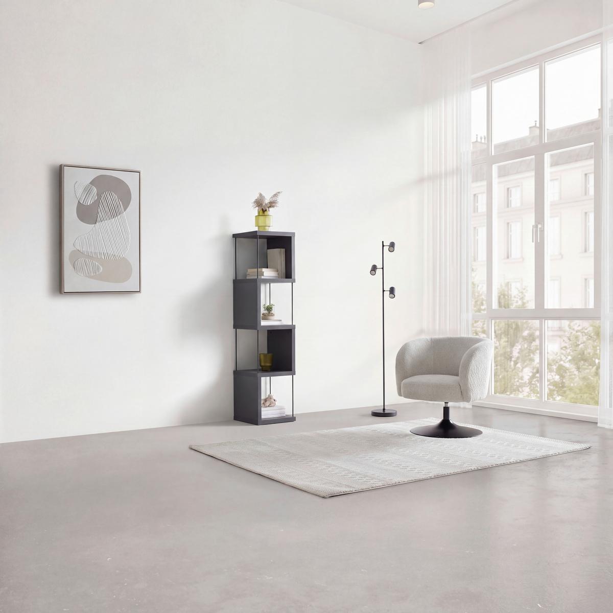 Polc Pinnar - sötétszürke, Modern, faalapú anyag/fém (33/136,5/33cm) - Mömax