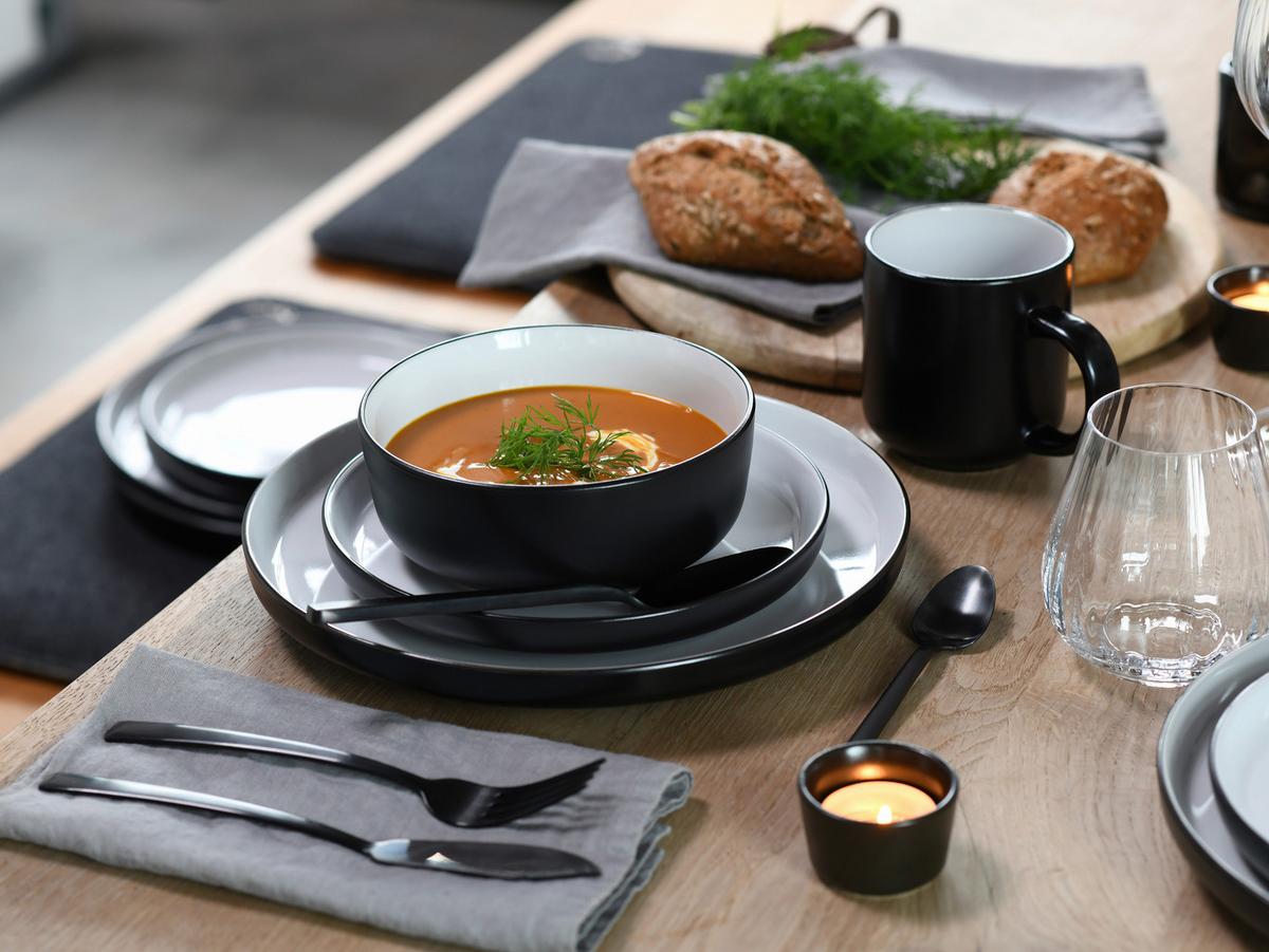 Kombinirani Servis Nordic Cool Black, 16-Delni - črna/sivobela, Basics, keramika - Creatable