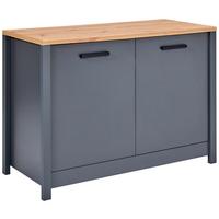 Spülenunterschrank Venet Anthrazit/Artisan Eiche - Anthrazit/Schwarz, MODERN, Holzwerkstoff/Metall (130,3/92/60cm) - Mömax