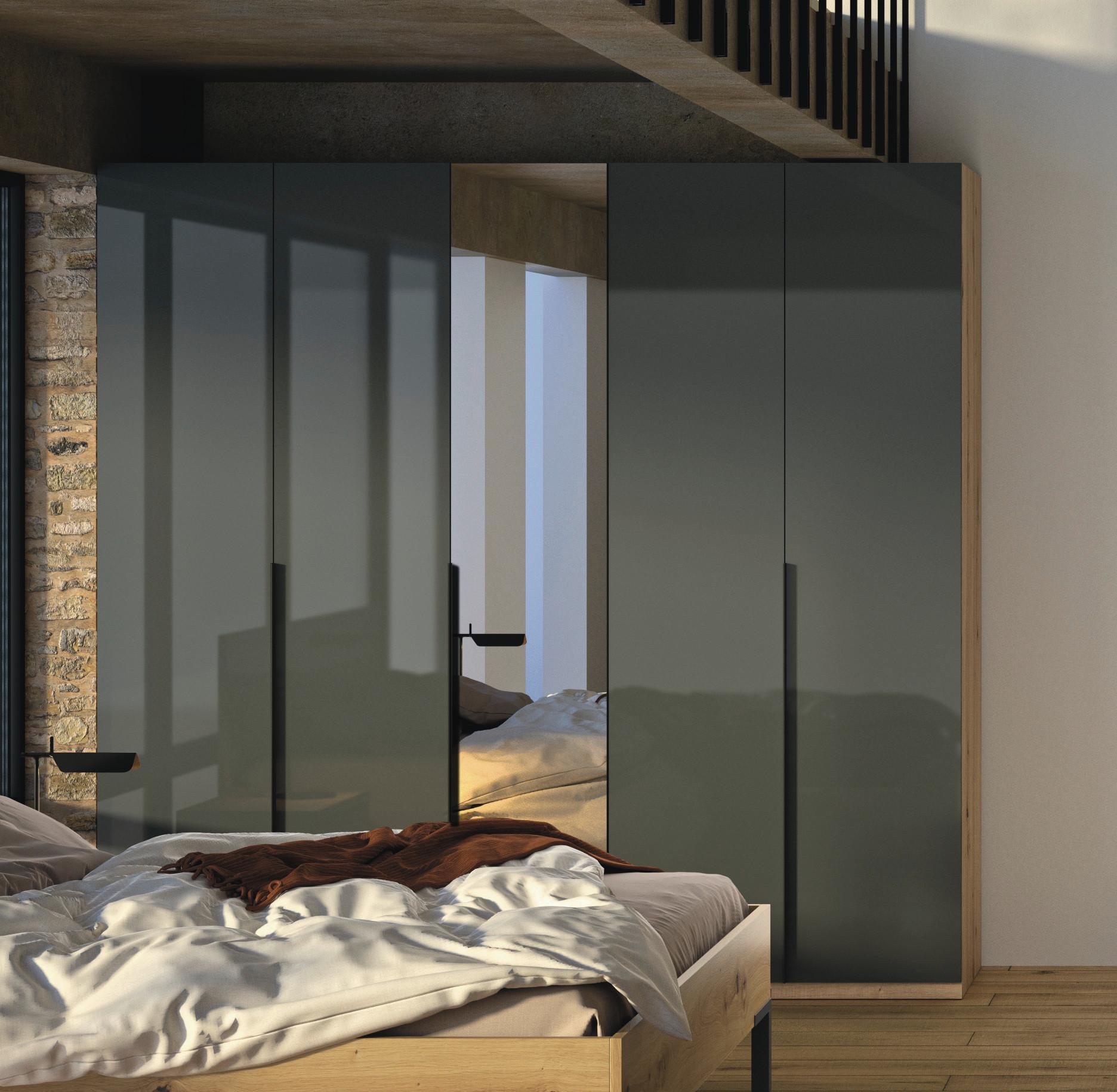 Ormar Sa Klasičnim Vratima Sposami - siva visoki sjaj/antracit, Moderno, metal/pločasti materijal (229,8/222,6/63,3cm) - Premium Living