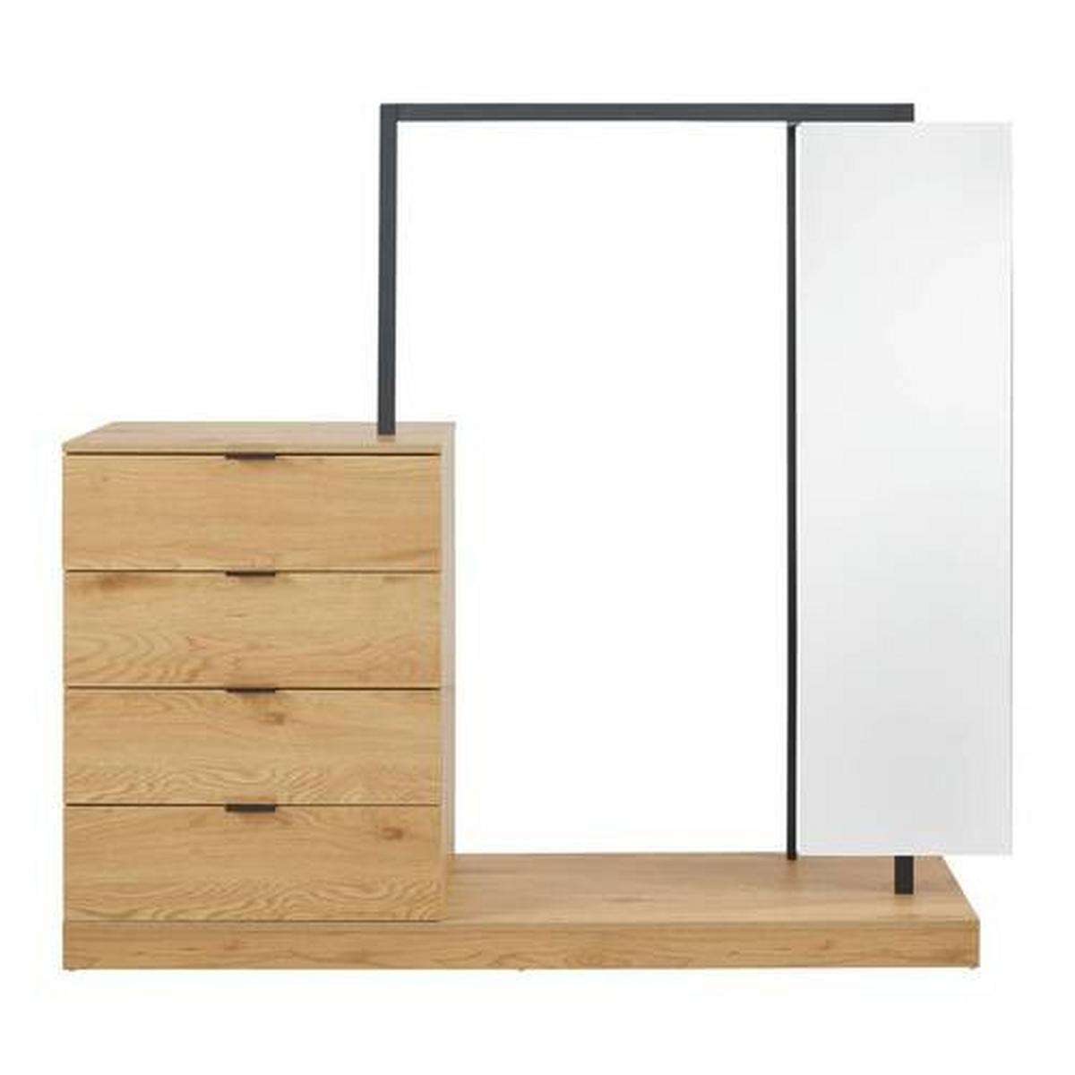Predsoba Connor, Barva Hrasta, Črna - črna/barve hrasta, Moderno, kovina/steklo (145/130/40cm) - Bessagi Home