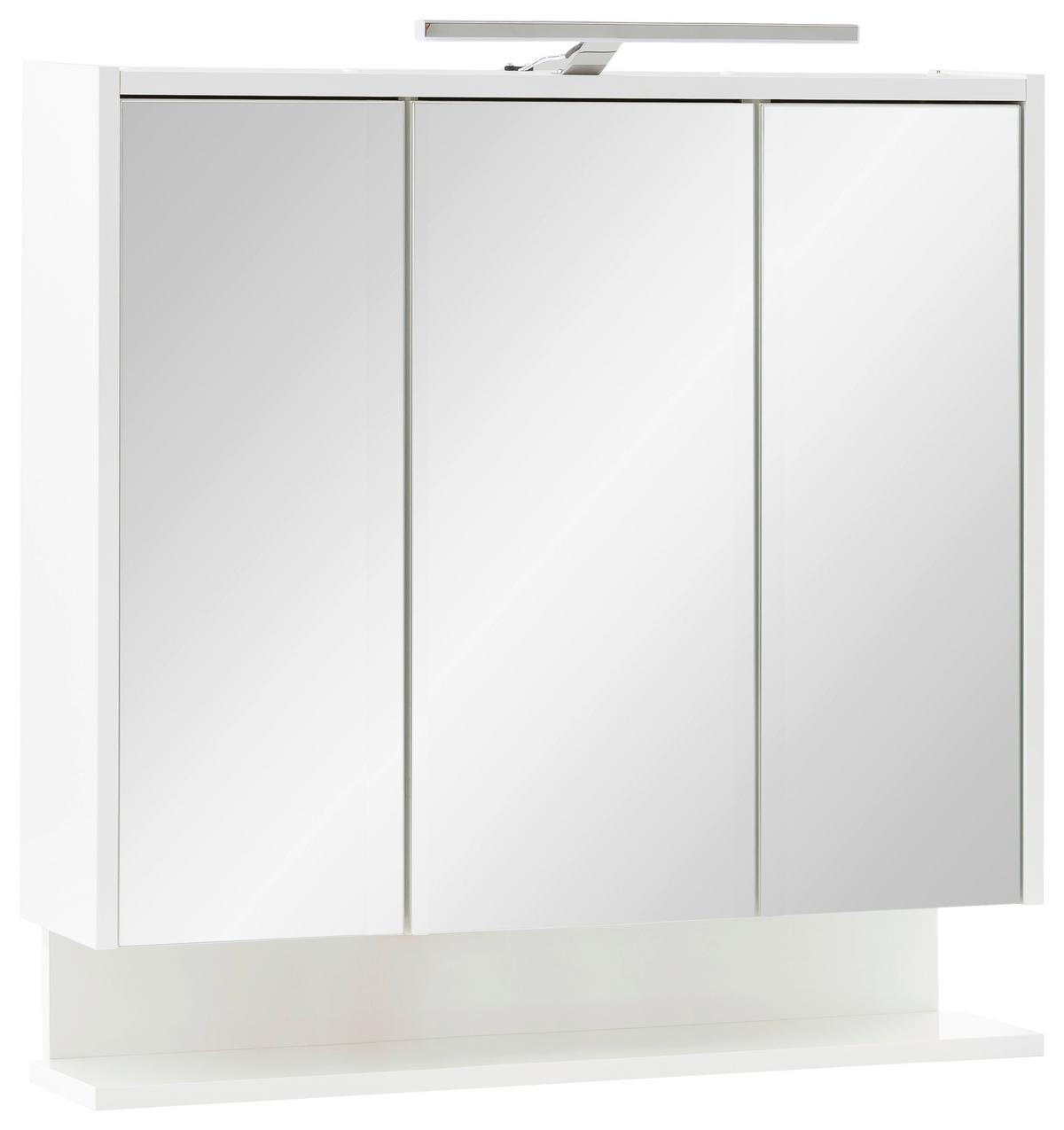 Spiegelschrank Flag Weiß mit LED 3-türig - MODERN, Glas/Holzwerkstoff (65/71,4/16cm) - MID.YOU