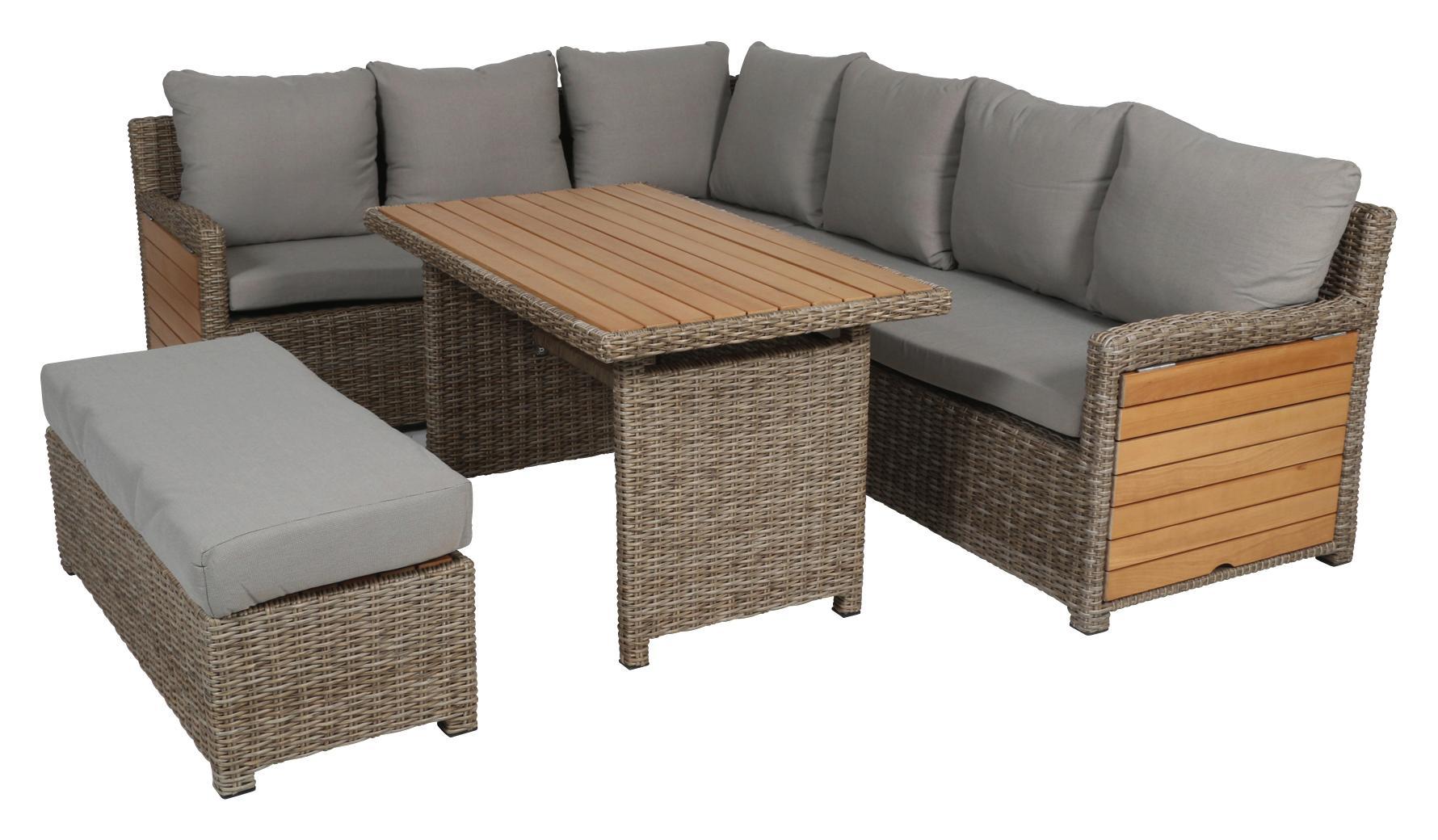 DINING-LOUNGESET Verona in Grau/Braun - Gelb/Hellgrau, Design, Holz/Kunststoff (172/268cm)