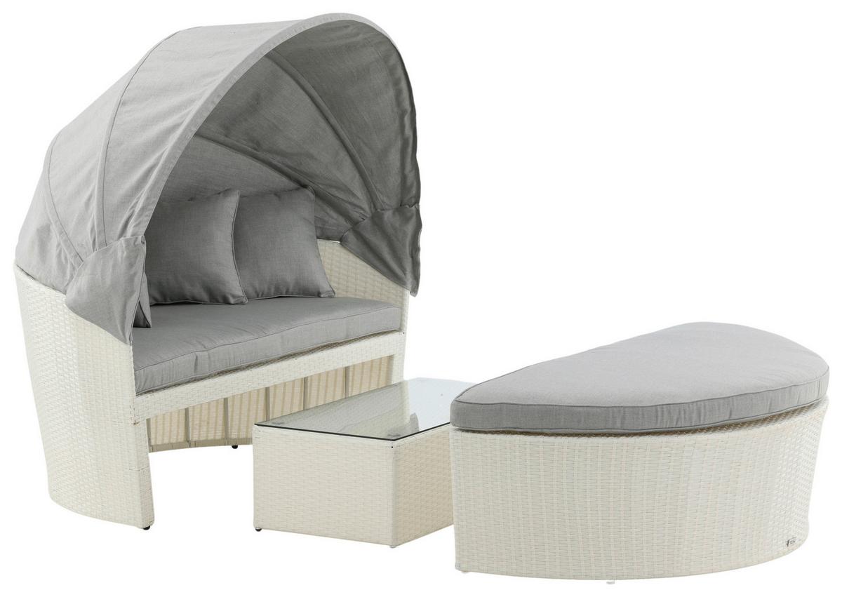Sonneninsel Padova ca. 153x72x76 cm Weiß - Weiß, KONVENTIONELL, Kunststoff (153/72/76cm) - Gardenson