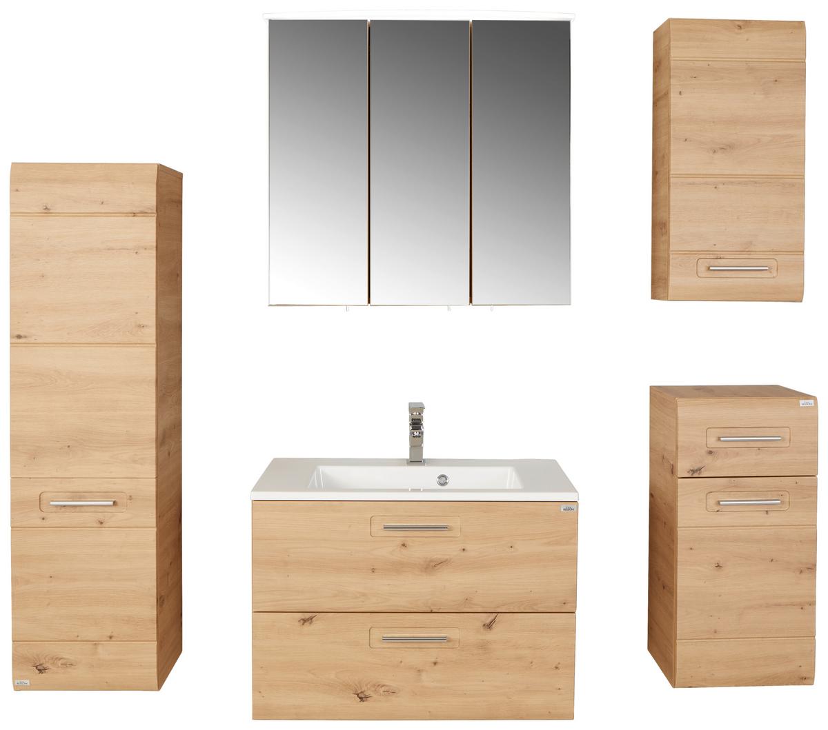 Omarica Za Pod Umivalnik Avensis 304 - barve kroma/barve hrasta, Moderno, kovina/leseni material (75/53/45cm) - Mömax