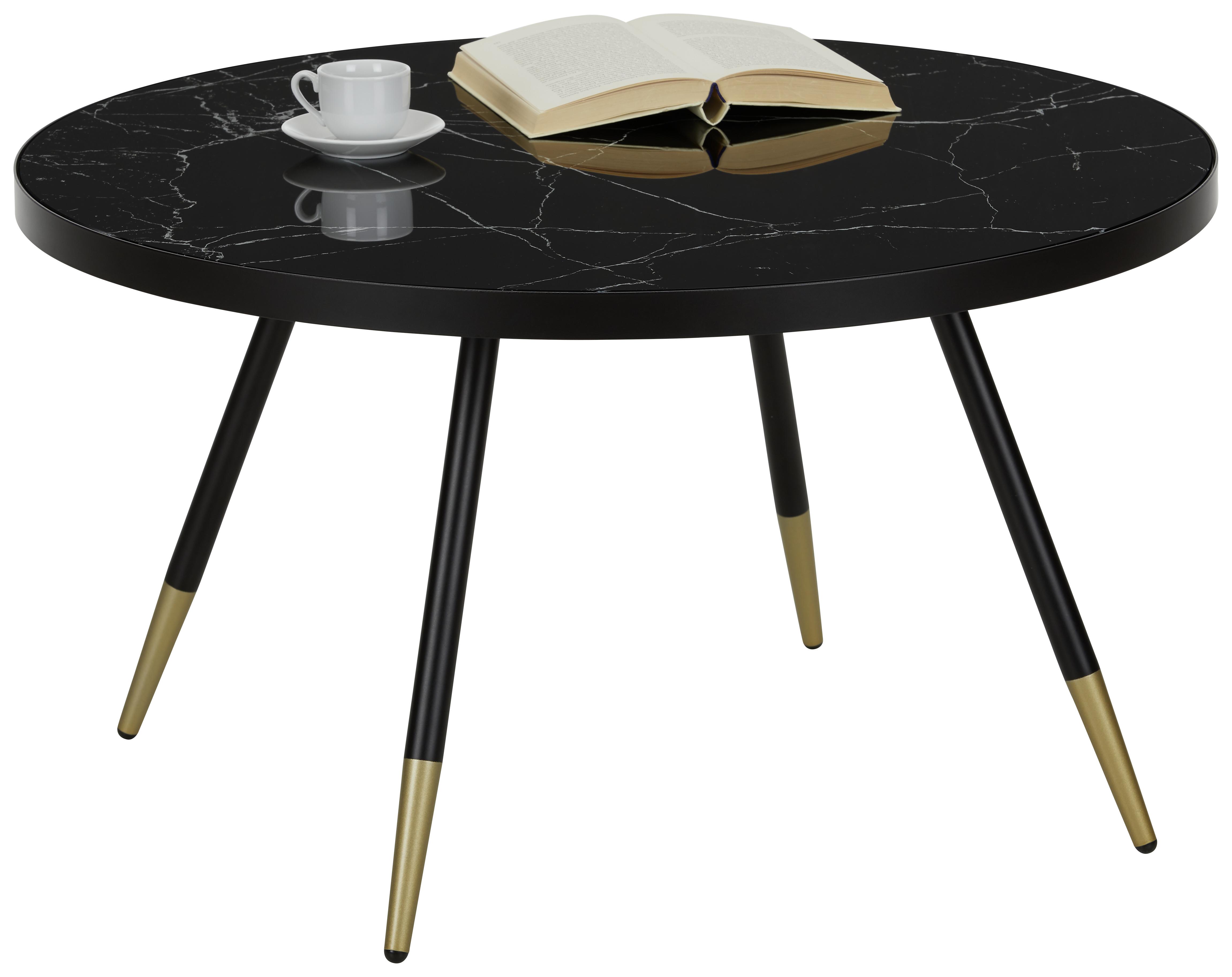Couchtisch in Schwarz - Goldfarben/Schwarz, MODERN, Glas/Metall (80/45cm) - Mömax