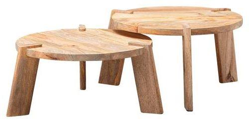 Beistelltisch-Set Wohnling 2-tlg. rund Mangoholz - Hellbraun, MODERN, Holz (53/32/53cm) - MID.YOU