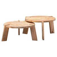 Beistelltisch-Set Wohnling 2-tlg. rund Mangoholz - Hellbraun, MODERN, Holz (53/32/53cm) - MID.YOU