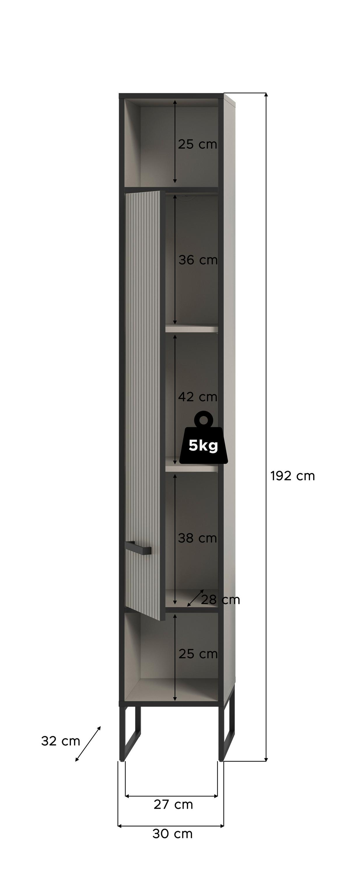 Visoki Element Bagno - kašmir/crna, Moderno, drvni materijal/metal (30/192/32cm) - MID.YOU