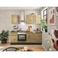 Küchenblock Jazz mit Geräten ca.220cm Eiche/Anthrazit - Anthrazit/Schwarz, LIFESTYLE, Holzwerkstoff/Kunststoff (220cm) - P & B