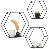 ZESTAW REGAŁÓW ŚCIENNYCH DANA - czarny, Trend, metal (40/35/10cm) - Landscape