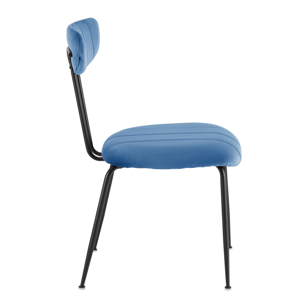 Stuhl Tylor Blau Samt Gepolstert - Blau/Schwarz, MODERN, Holz/Textil (45/85/58cm) - Bessagi Home