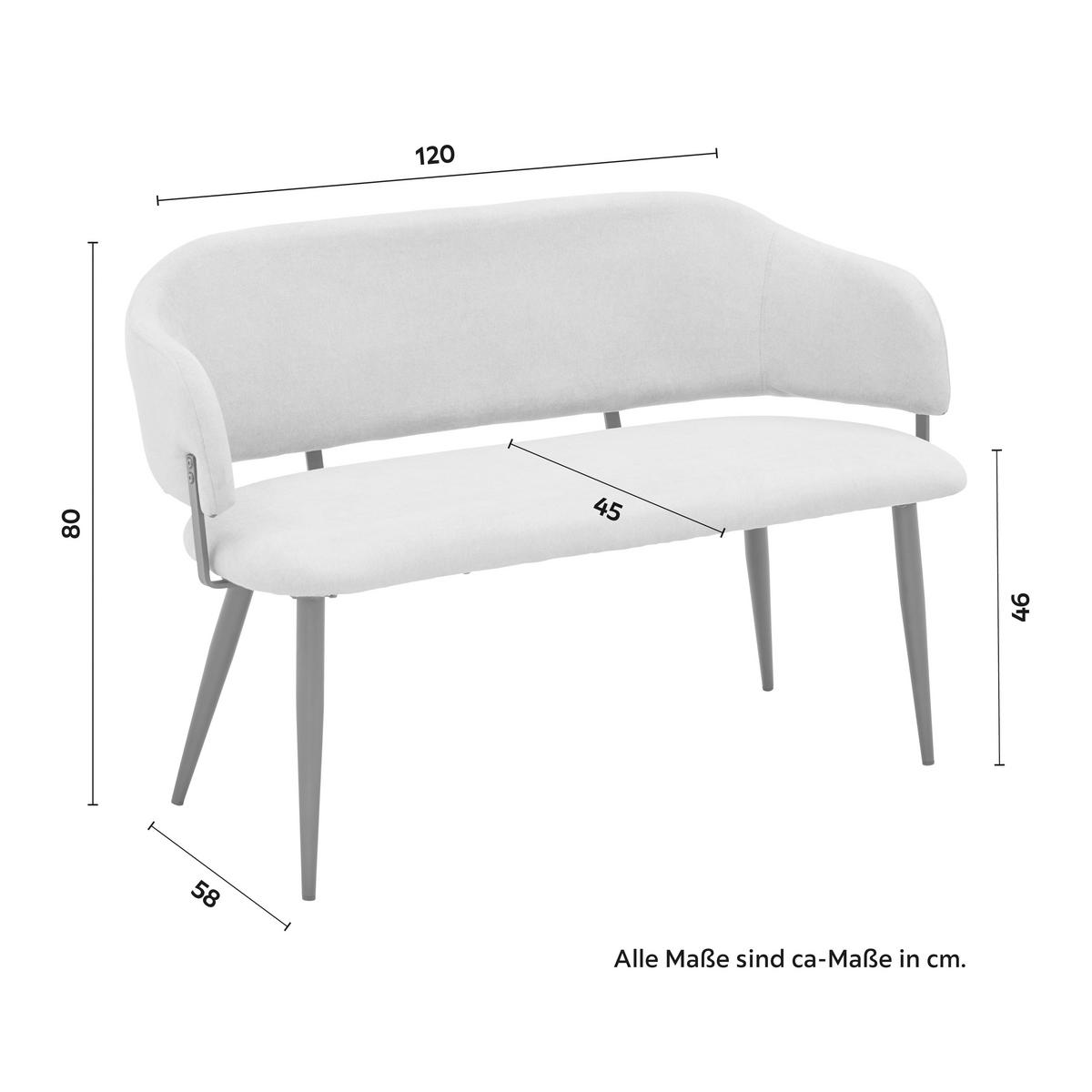 Sitzbank Nino Hellgrau Webstoff Gepolstert - Hellgrau/Schwarz, MODERN, Holz/Textil (120/80/58cm) - Bessagi Home