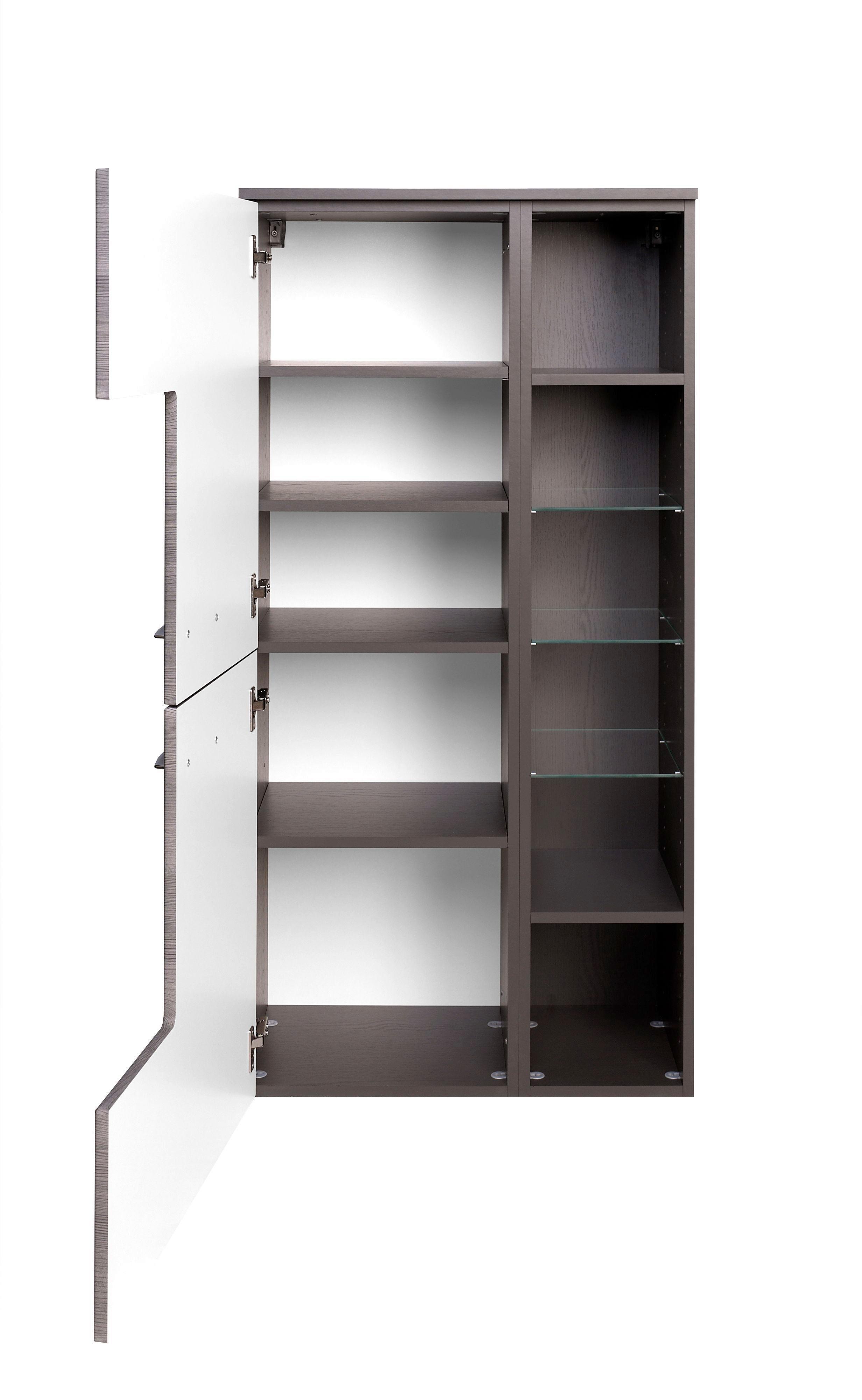 Midischrank Florida in Silbereichenfarben - Chromfarben/Graphitfarben, MODERN, Glas/Holzwerkstoff (65/130/35cm)