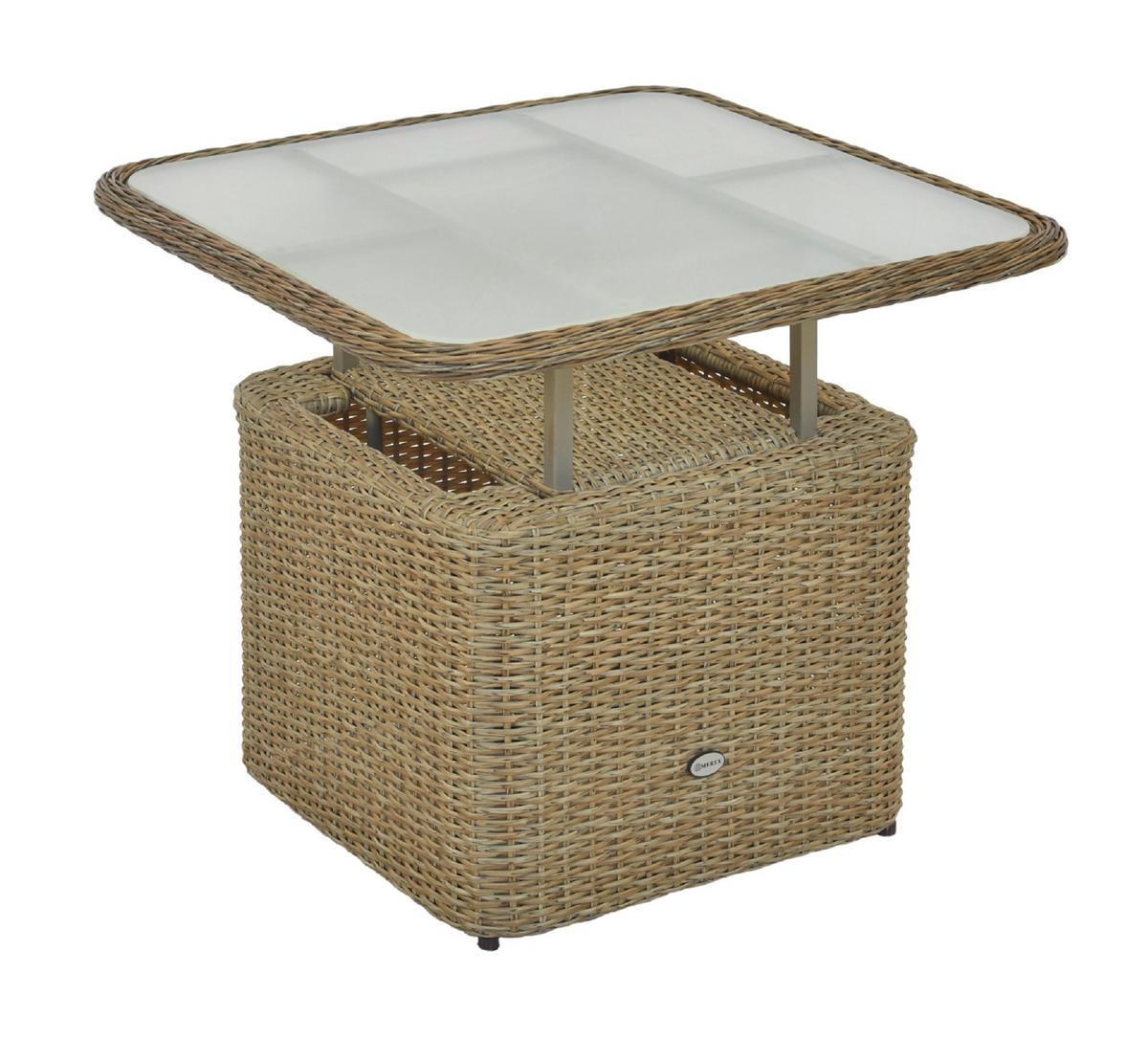 Lounge Miza Duplex, Nastavljiva - naravne barve, Moderno, kovina/umetna masa (72/72/45-64cm) - Gardenson