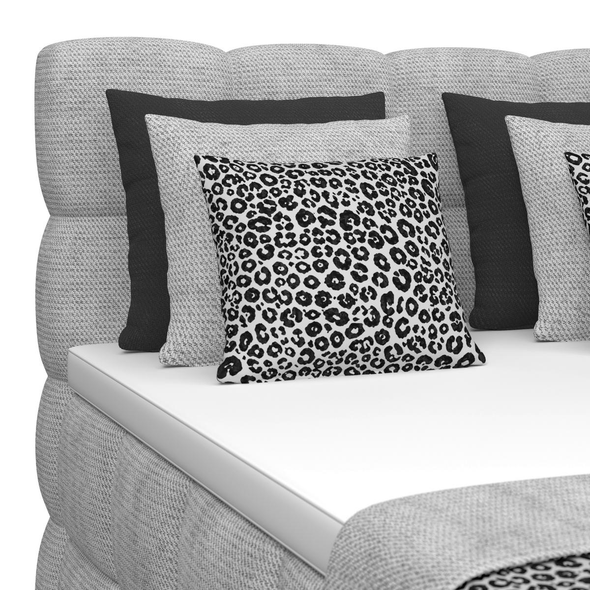 Postelja Boxspring Brisbane, Svetlo Siva, 140x220 - črna/svetlo siva, Trend, kovina/umetna masa (140/220cm) - Premium Living