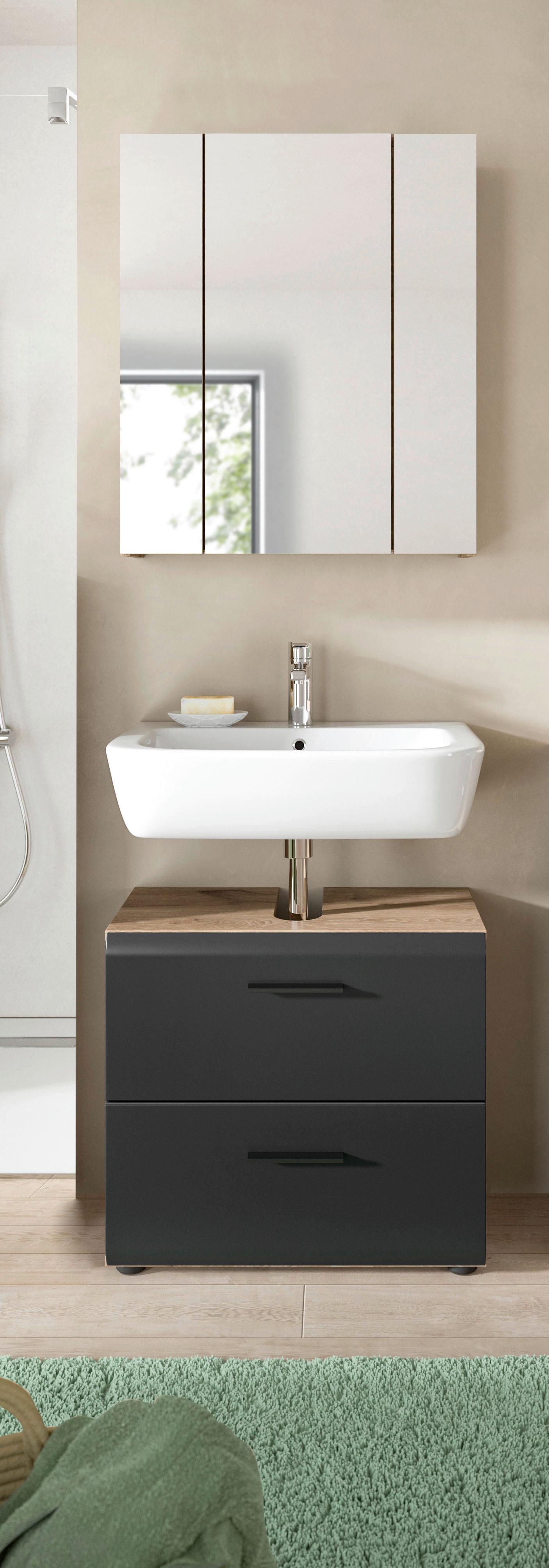 BADEZIMMER ICE - Eiche dunkel/Schwarz, Basics, Holzwerkstoff/Kunststoff (60cm) - MID.YOU