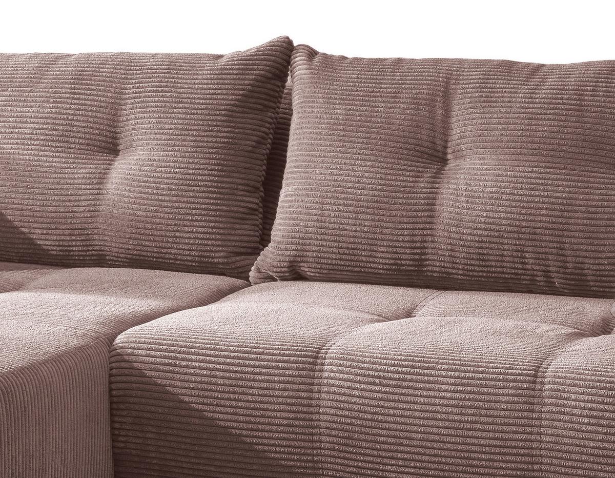 Wohnlandschaft Restato Rosa Cord - Schwarz/Rosa, MODERN, Holz/Textil (177/246cm) - MID.YOU