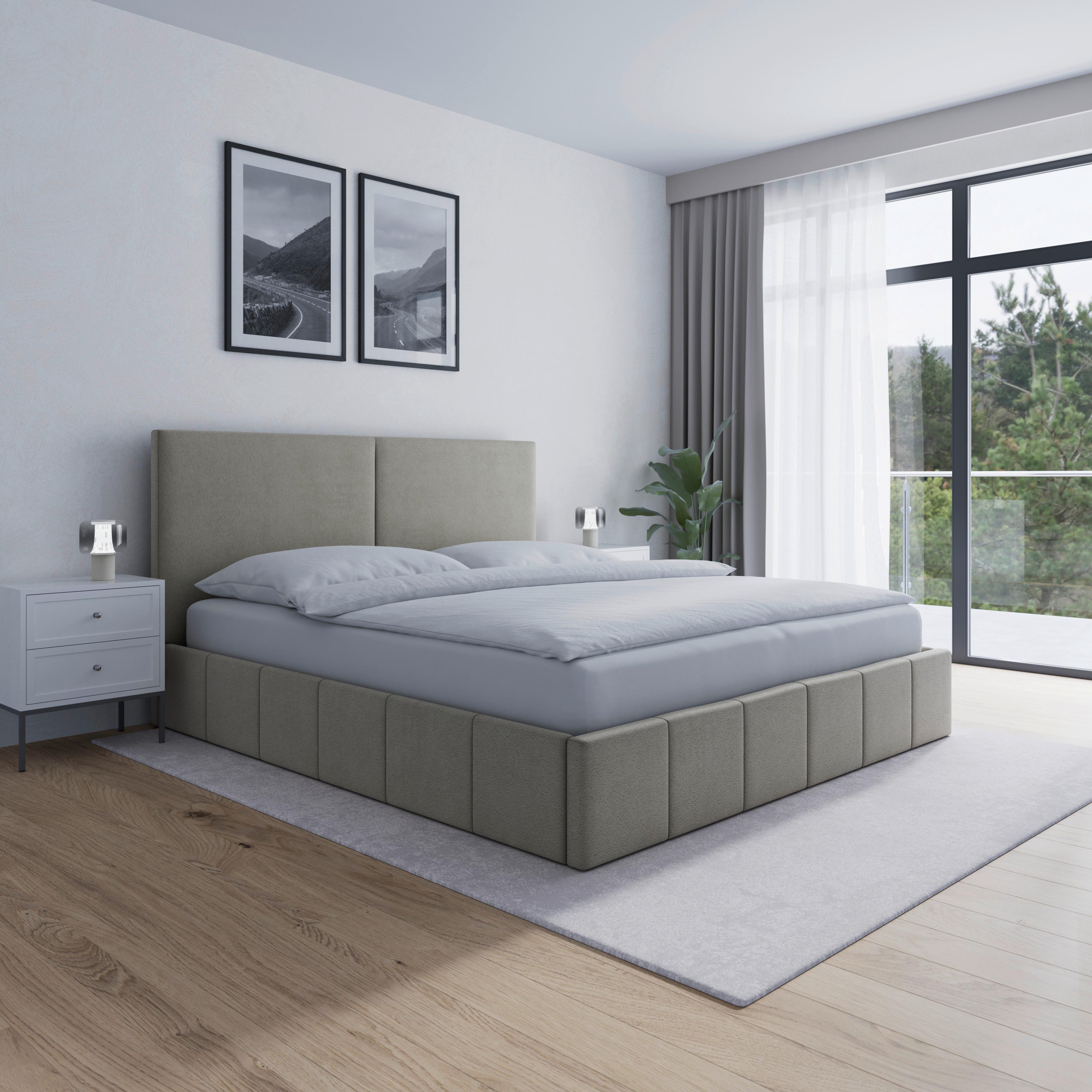 Polsterbett Serena ca. 180x200 cm Taupe - Taupe/Schwarz, MODERN, Holz/Holzwerkstoff (180/200cm) - Bessagi Home