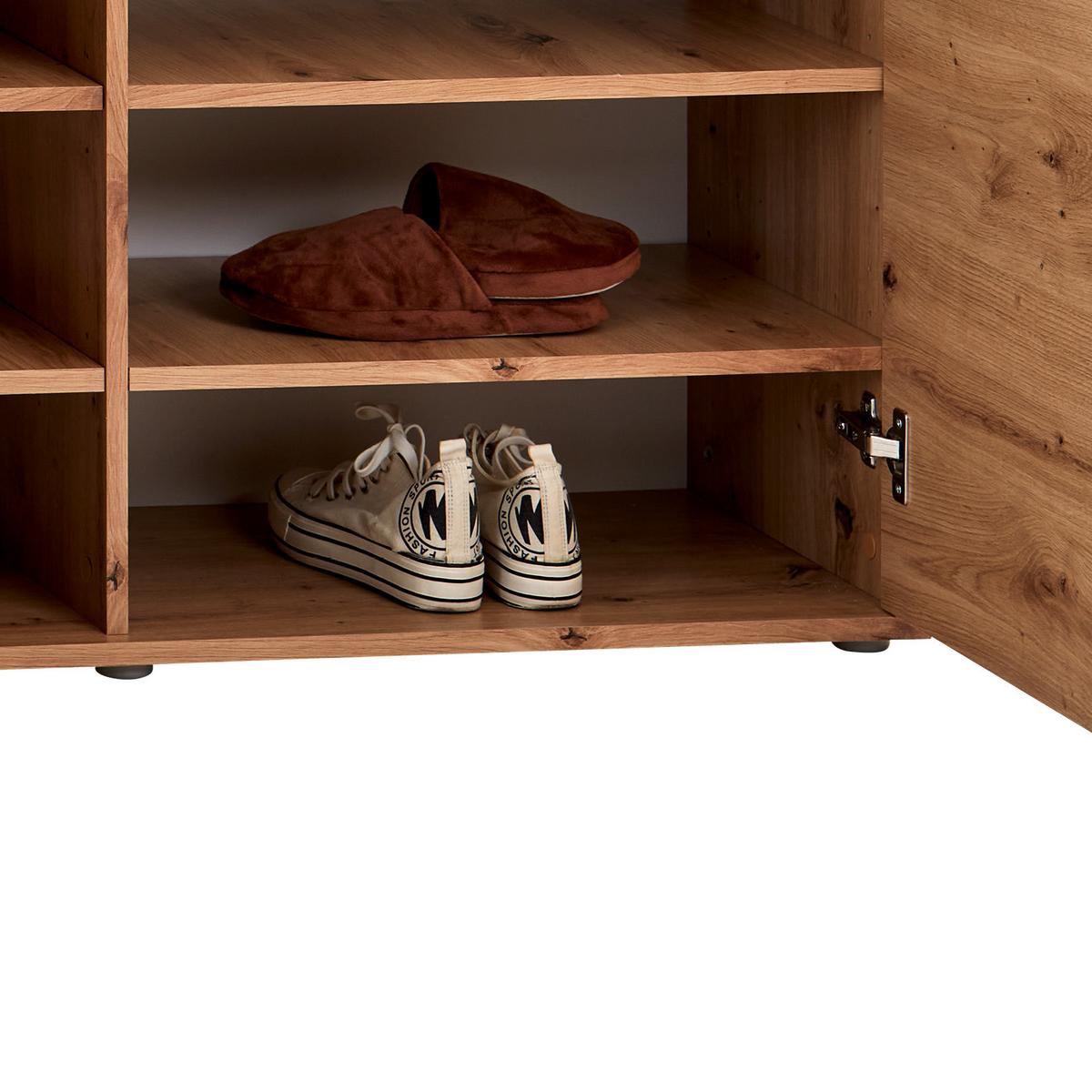 Ormarić Za Cipele Boot 2 - boje hrasta/crna, Moderno, drvni materijal/plastika (120/125/37cm) - Modern Living