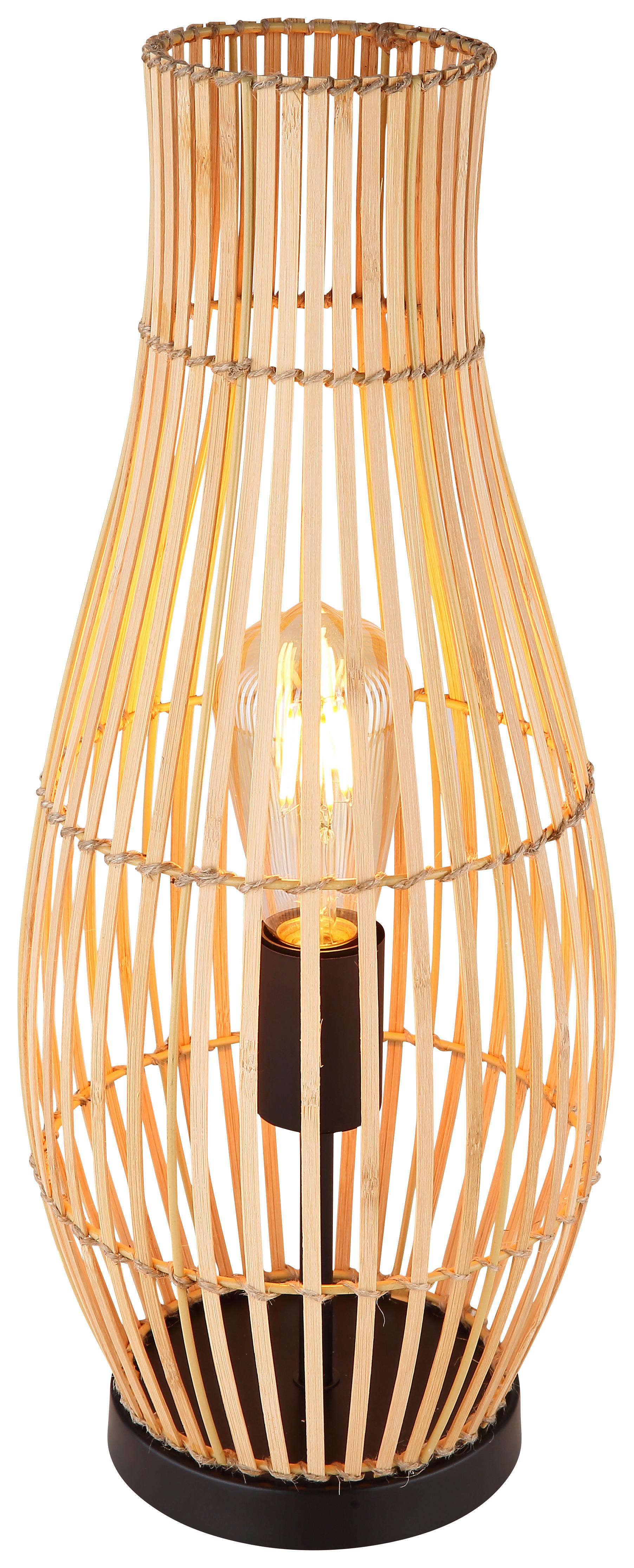 TISCHLEUCHTE LAGLIO BAMBUS 1-FLM. NATUR - Schwarz/Braun, Basics, Naturmaterialien/Metall (19,5/47,5cm) - Globo