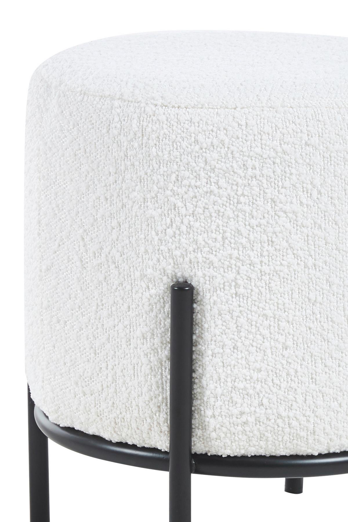 Tabure Bouclé, Bela - črna/bela, Moderno, kovina/tekstil (35/38cm) - Livetastic