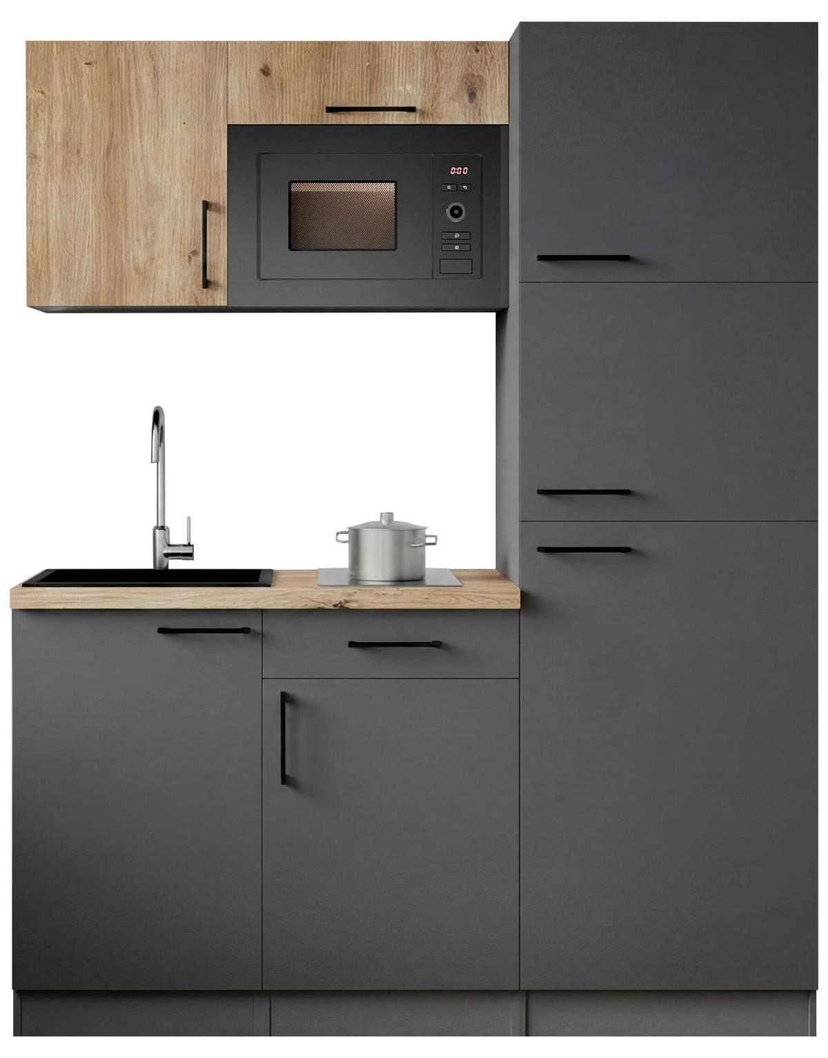 Küchenblock Oliver m. Geräten Grau - Eiche Artisan/Grau, Trend, Holzwerkstoff/Metall (160cm) - Respekta