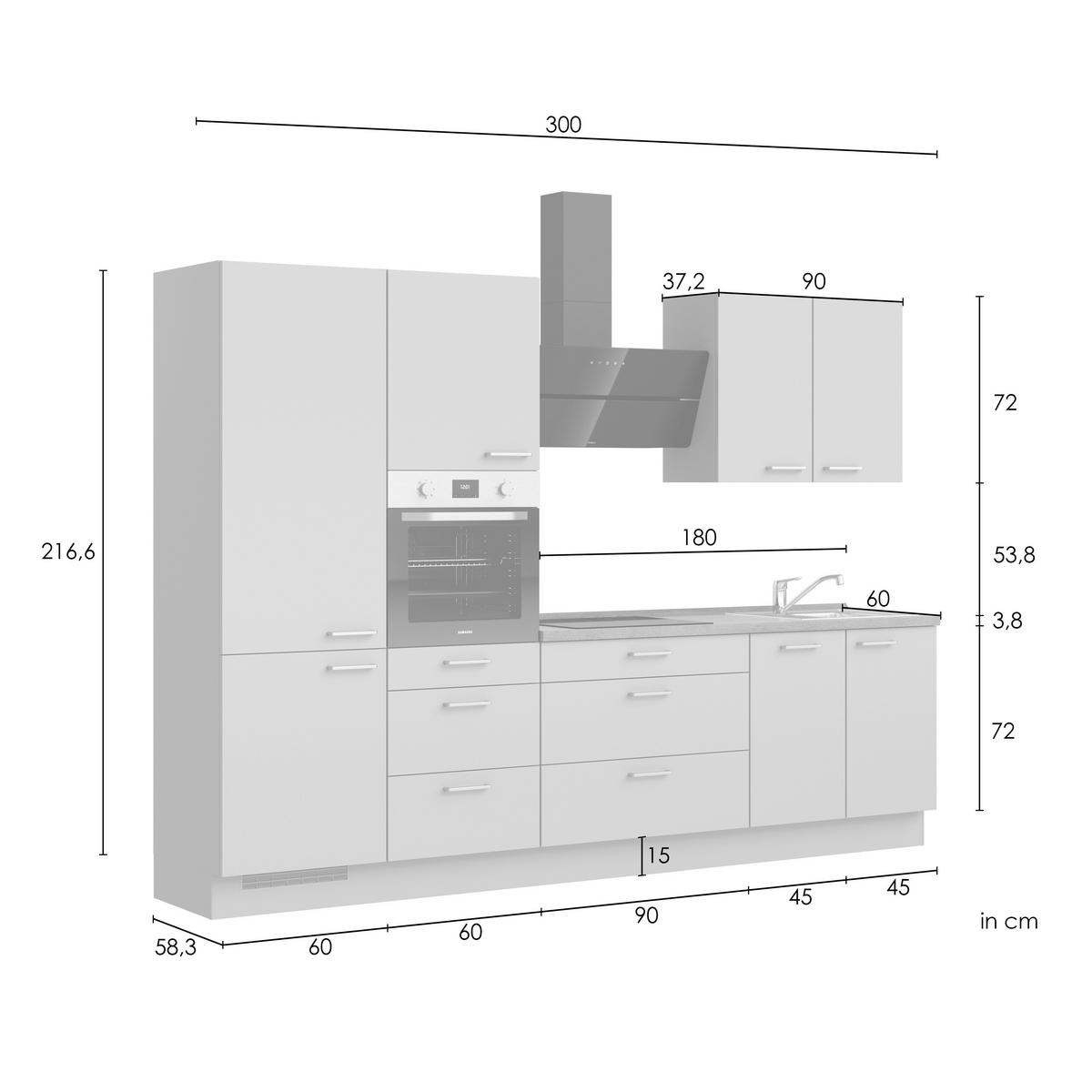 Küchenleerblock Senso High o. Geräte Olivgrün - Eichefarben/Schwarz, ROMANTIK / LANDHAUS, Holzwerkstoff/Metall (300cm) - Nobilia