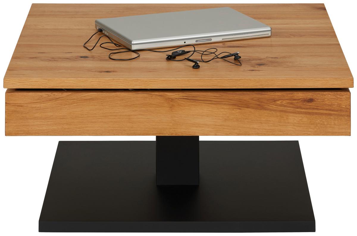 Măsuță de cafea MONROVIA - culoare lemn stejar/negru, Konventionell, lemn/metal (75/75/38cm) - Premium Living