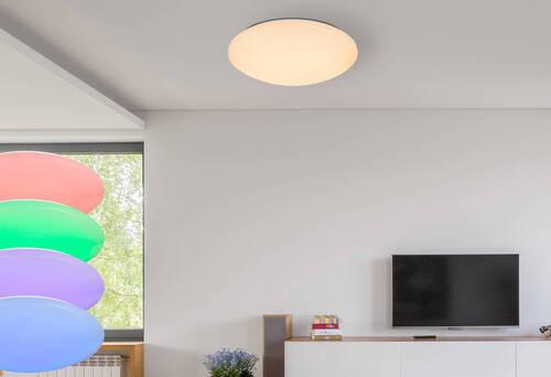Stropna Led-svetilka Atreju I, S Sijalko - bela/opal, Basics, kovina/umetna masa (50/12cm) - Globo