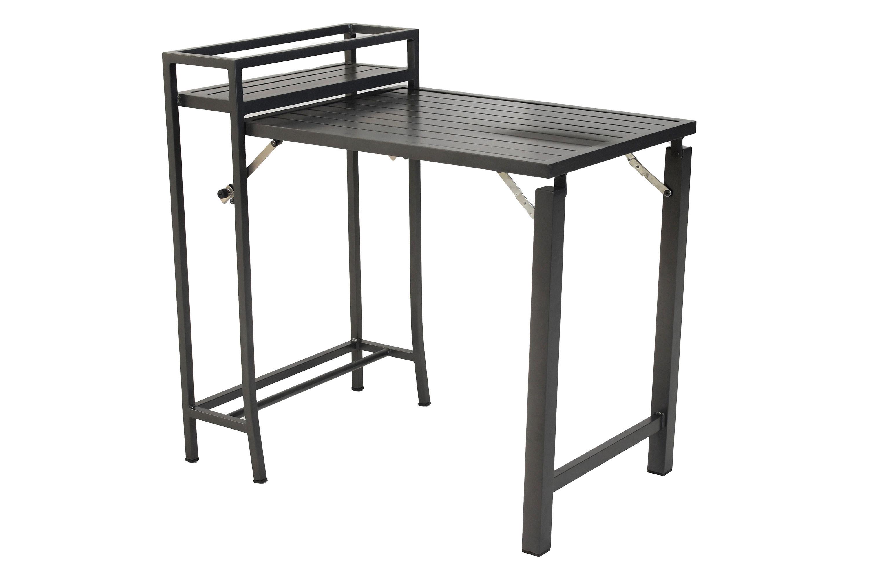 Balkontisch Graphit klappbar - Graphitfarben, KONVENTIONELL, Metall (91/60/88cm) - Gardenson