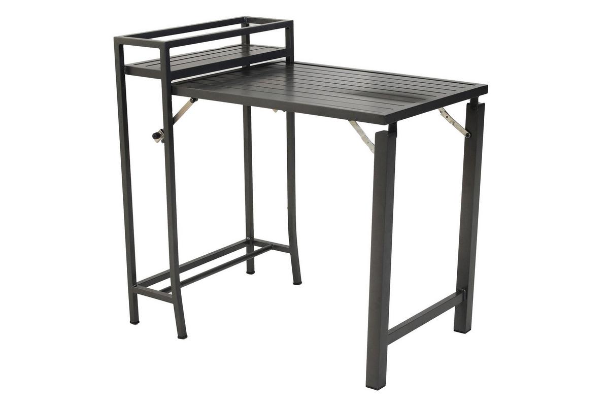 Balkontisch Graphit klappbar - Graphitfarben, KONVENTIONELL, Metall (91/60/88cm) - Gardenson