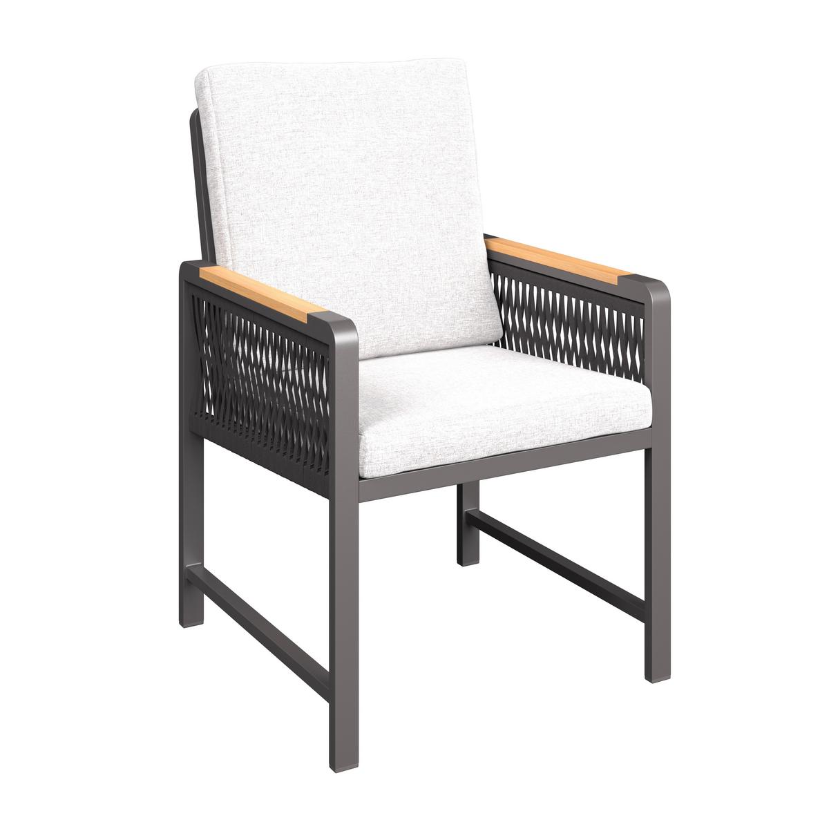 Gartentischgruppe Washington 1 Naturfarben/Grau, 5-teilig - Dunkelgrau/Naturfarben, Basics, Kunststoff/Textil (89/89/75cm)