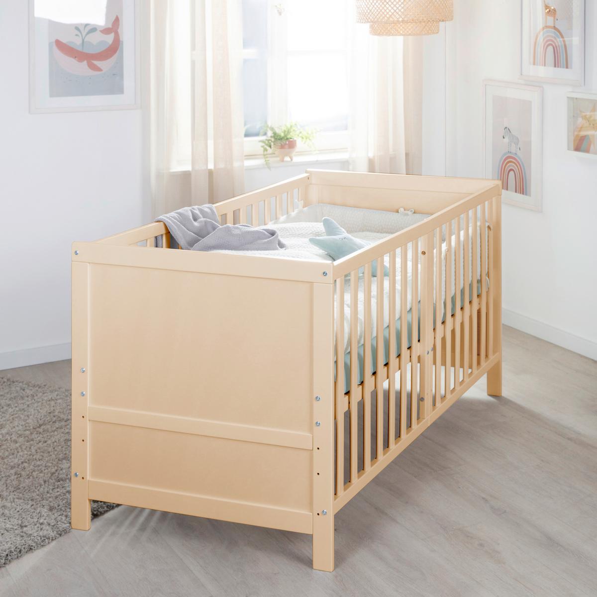 Rácsos Kiságy, Átalakítható Easy Sleep - világosbarna, Basics, faalapú anyag (78/78/142cm) - Roba