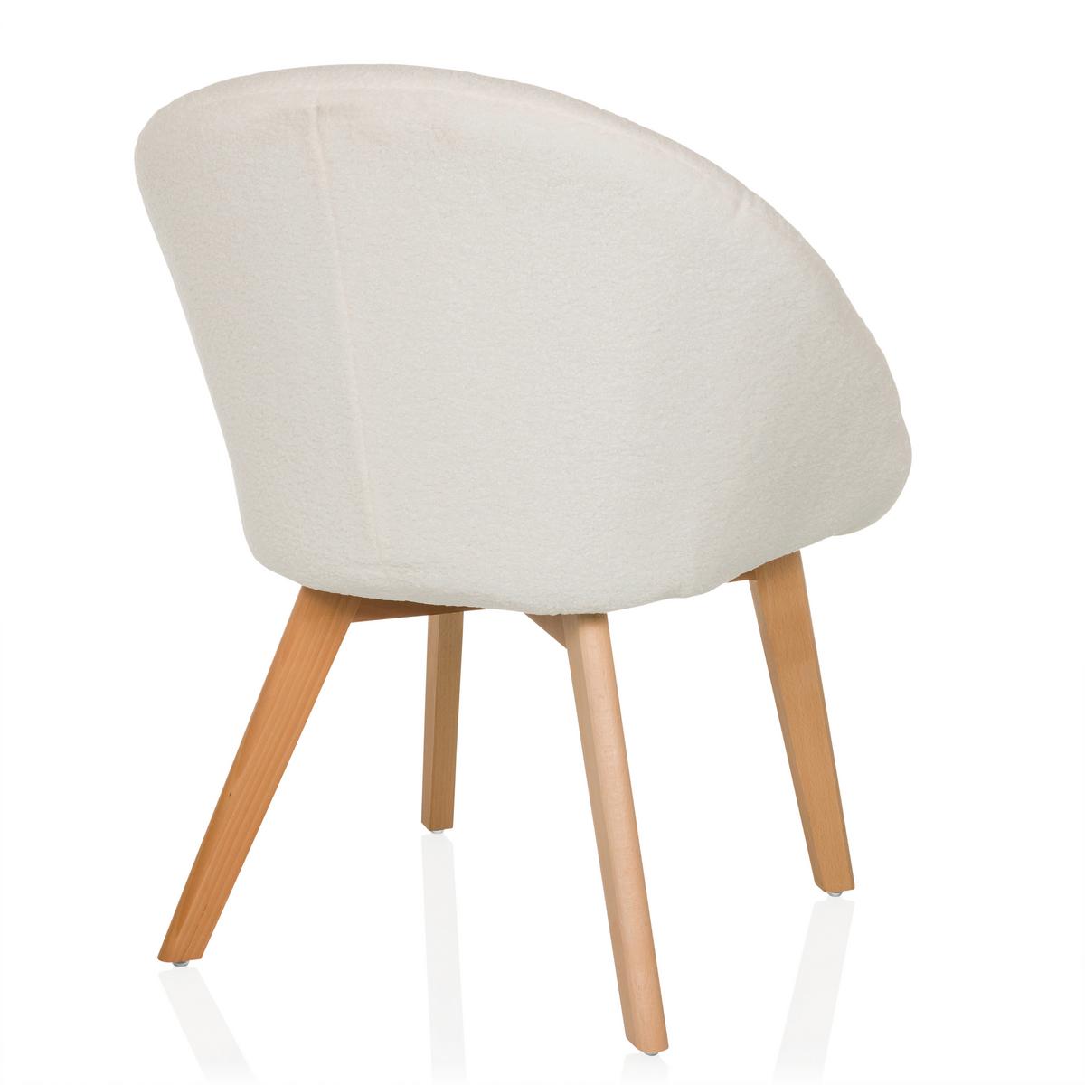 Naslanjač Scandi Ted, Bela - bela/barve bukve, Moderno, tekstil/les (68/85/62cm) - MID.YOU