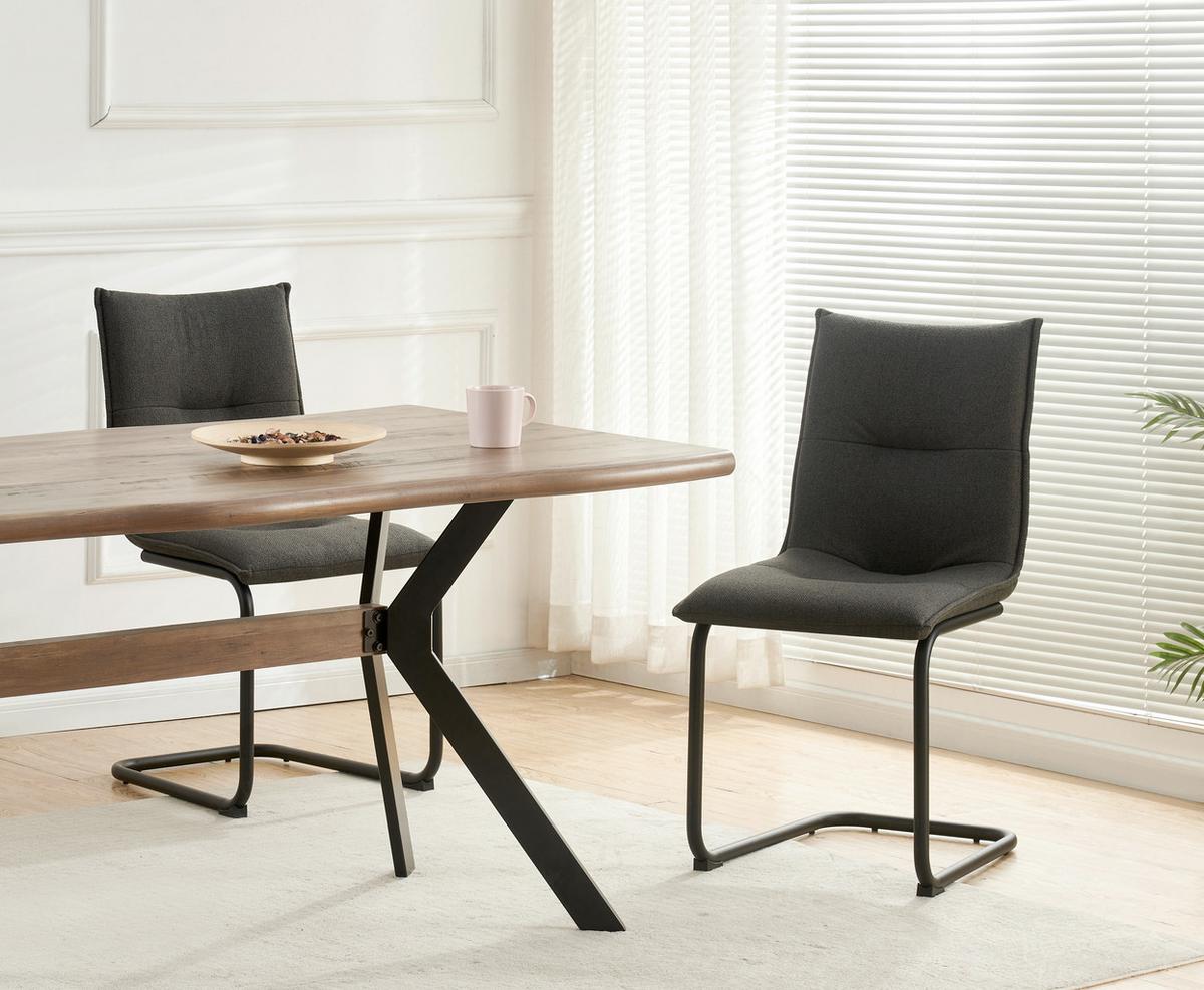 Set Nihajnih Stolov Sonja, Antracit, 2 Kos - črna/antracit, Moderno, kovina/tekstil (46/89/57cm) - MID.YOU