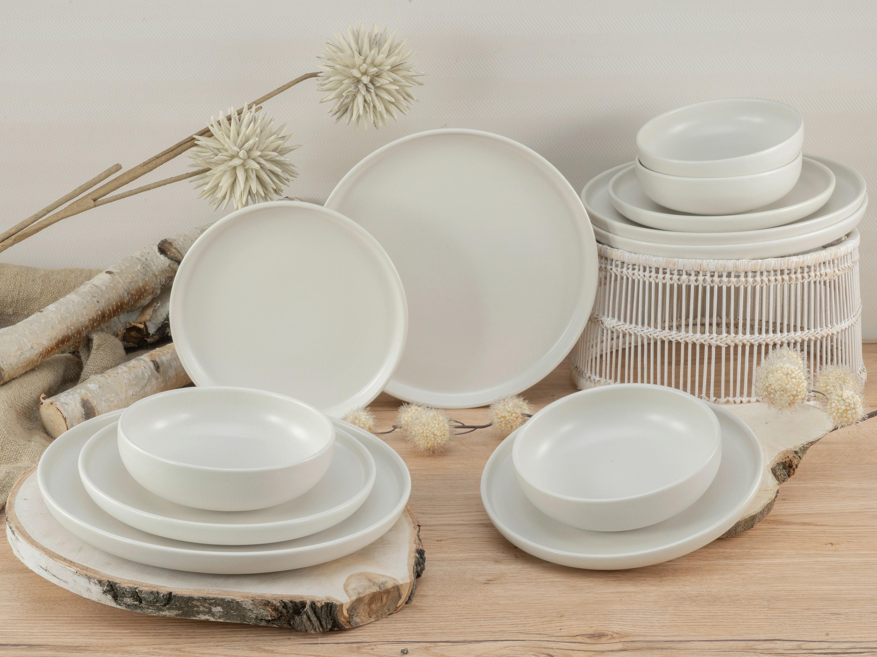 ZASTAWA STOŁOWA UNO OFFWHITE - biały, Basics, ceramika - Creatable