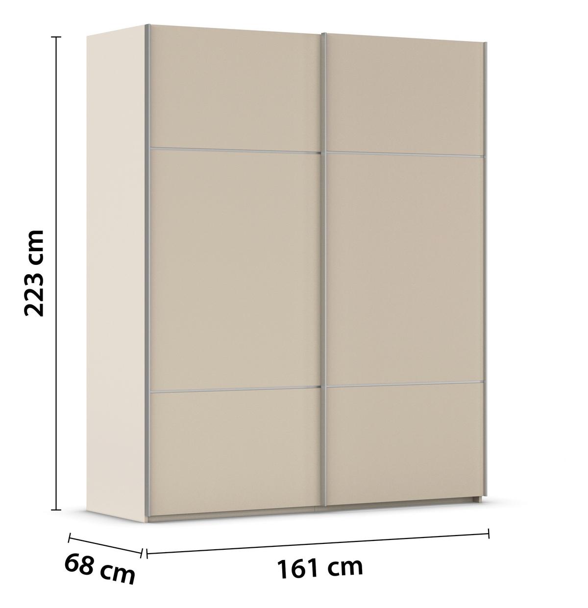 Omara Z Drsnimi Vrati Covalo, Barva Šampanjca - barve šampanjca/barve aluminija, Konvencionalno, kovina/leseni material (162/223/68cm) - Novel