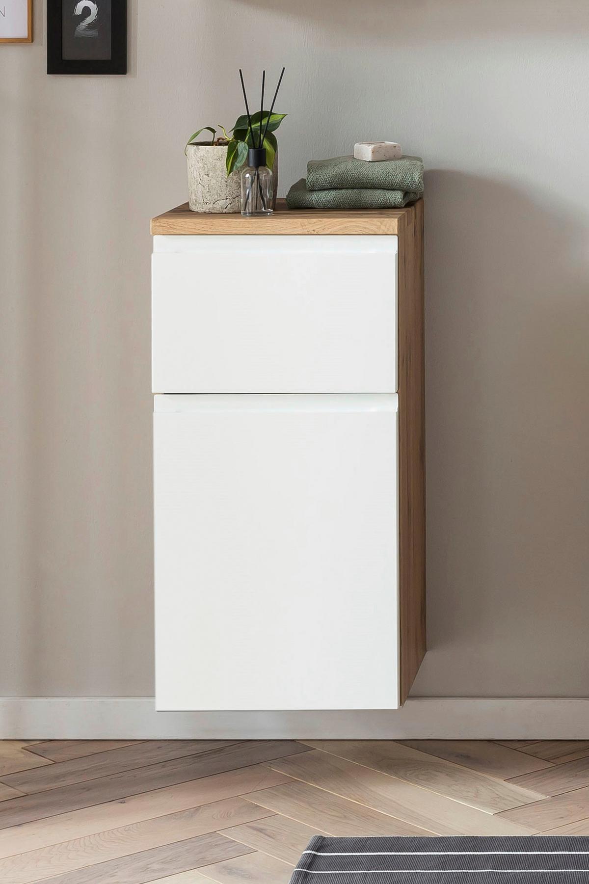 Hängeschrank Varese ca. 40x79 cm Weiß/Eiche - Eiche Wotan/Weiß, MODERN, Holzwerkstoff (40/79/35cm) - Held