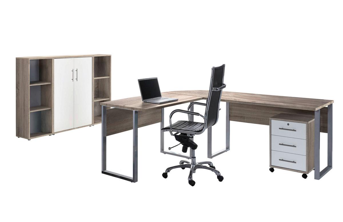 Büro Office Edition Set 2 Weiß/Sonoma Eiche - Weiß/Sonoma Eiche, MODERN, Holzwerkstoff - MID.YOU