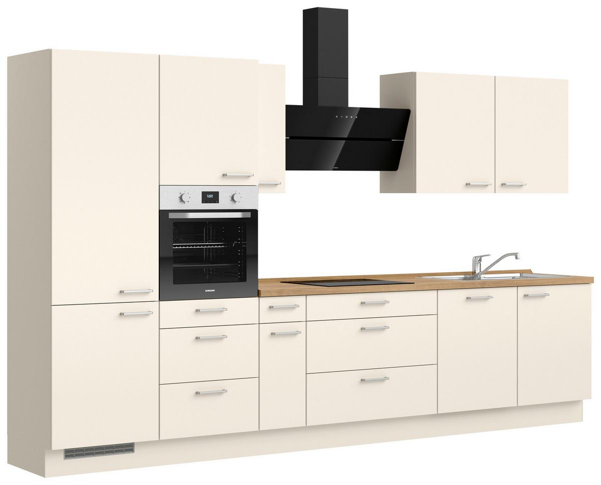 Küchenblock Touch High m. Geräten Magnolie - Edelstahlfarben/Eichefarben, MODERN, Holzwerkstoff/Metall (360cm) - Nobilia